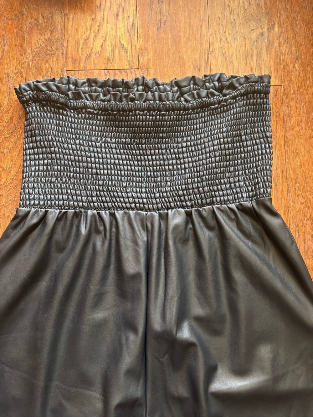 Anthropologie Faux Leather Strapless Jumpsuit Balloon Leg | Size XLP - Picture 10 of 14